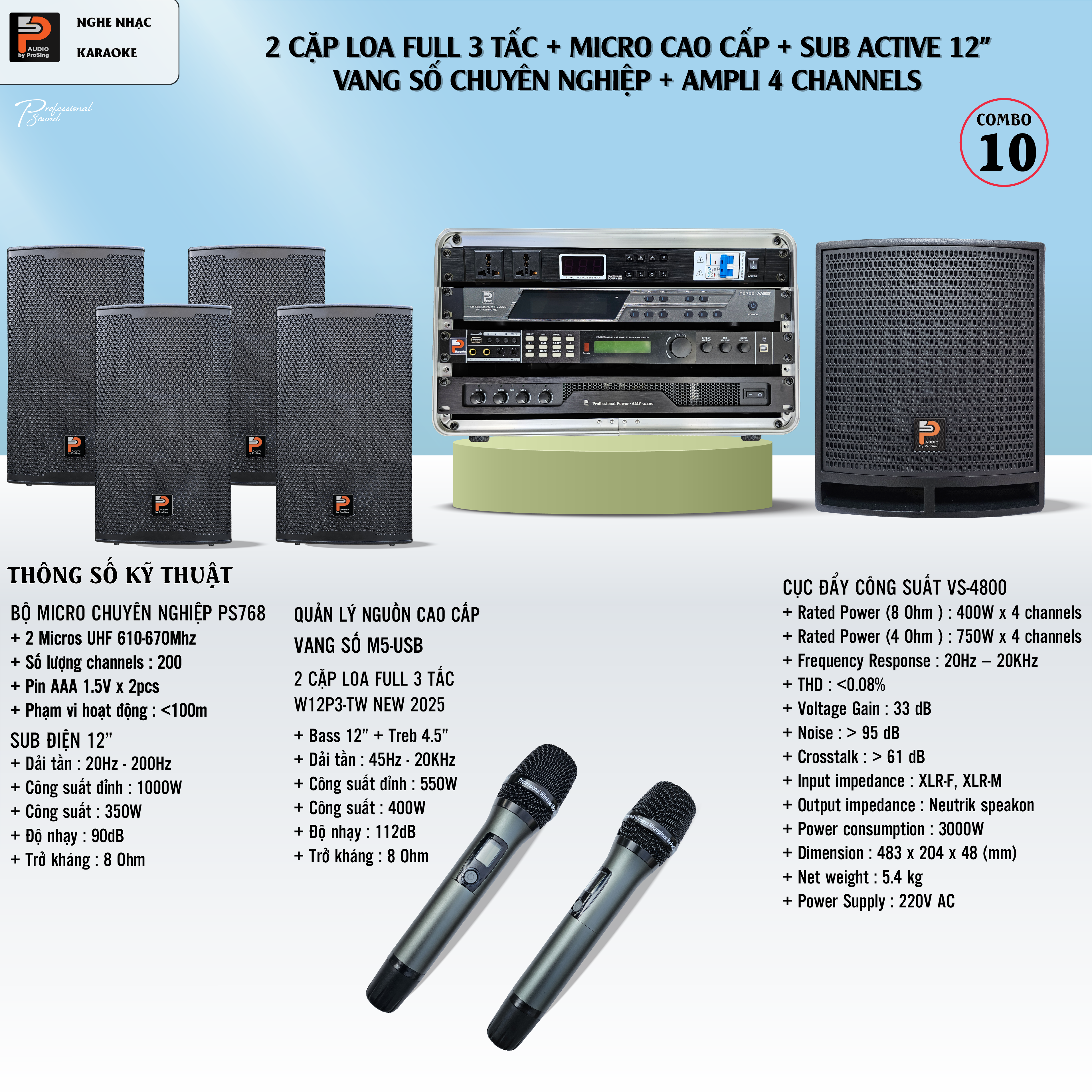 Combo 10 loa full W12P3 lỗ hơi trước 17-09-2025